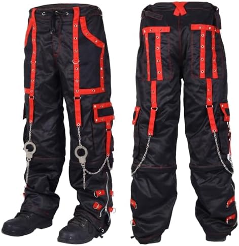 Generic Gothic Bondage Cyber Pant Black & Orange Electro Punk Rock